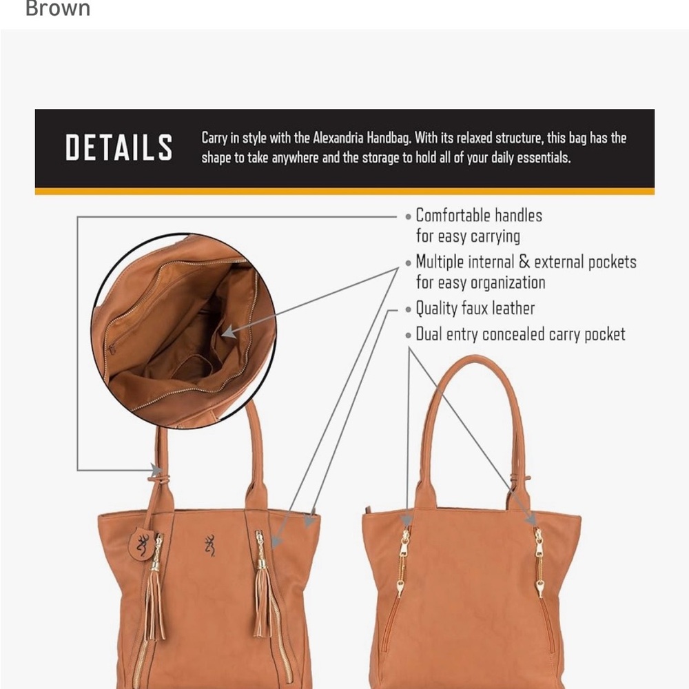 Browning CC locking Tote Bag for Concealed Carry - Picture 6 of 10